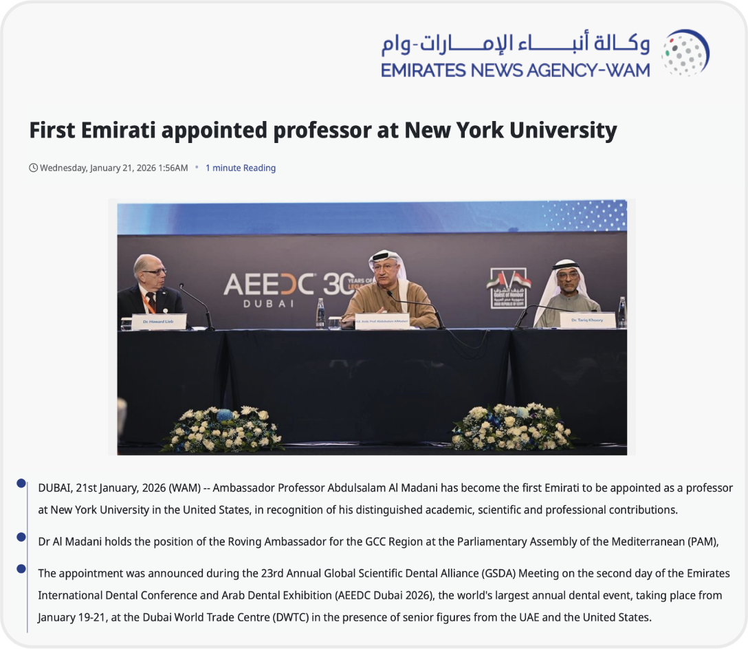 First Emirati appointed professor – NYU press release